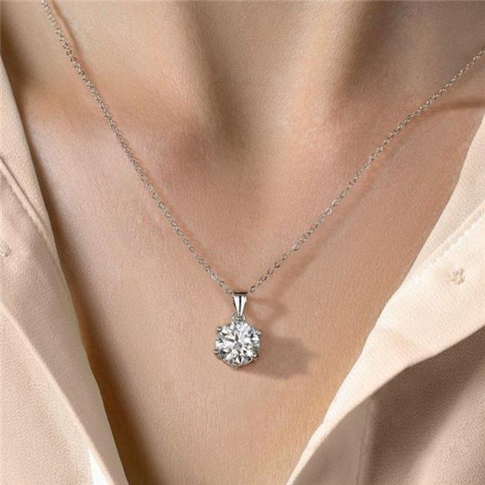 Certified 1 Ct. Moissanite Diamond Necklace Dainty Diamond Pendant Gift for Her
